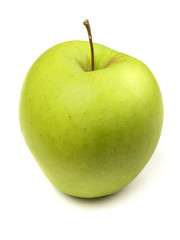Manzana verde sobre fondo blanco
