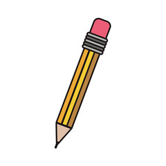 yellow pencil with eraser icon over white background. vector illustration