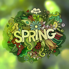 Spring hand lettering and doodles elements
