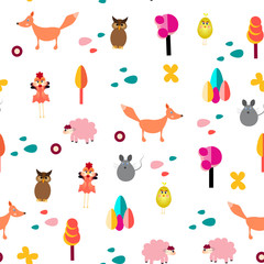 Autumn animals pattern seamless. Vector stock.