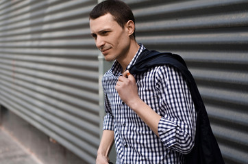 Young man resting and walking