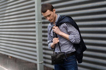 Young man resting and walking