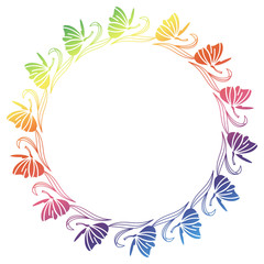 Gradient round frame with butterfly. Raster clip art.