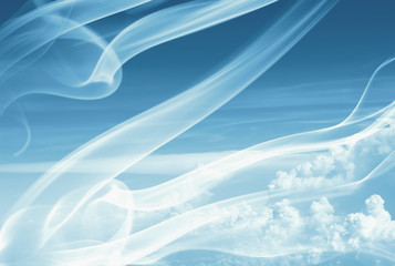 Fototapeta premium The Free form of white smoke on the Freedom of texture and pattern of sky. Abstract Background Concepts
