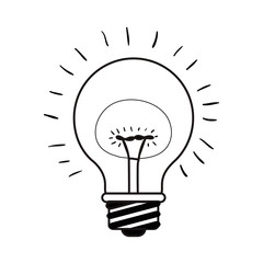 silhouette of bright bulb light icon over white background. vector illustration
