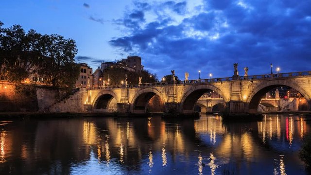 Time-lapse of Tiber River in Rome, Italy
