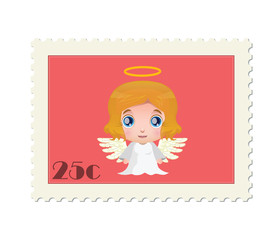 Cute angel stamp with simple background