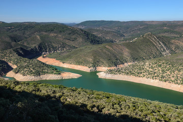 Río Tajo en el Parque Nacional de Monfragüe, visto desde el Castillo, Cáceres (España)
