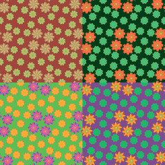 Set of seamless vector floral patterns