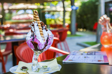 ice cream cup on a table