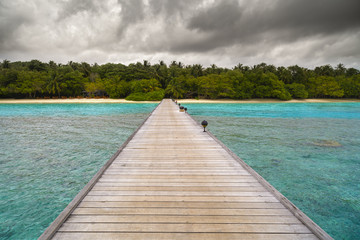 landscape with a pontoon in Maldives