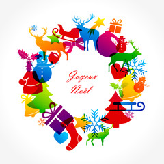 Couronne de Noël avec décorations colorées