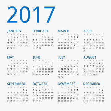 Modern vector calendar for year 2017