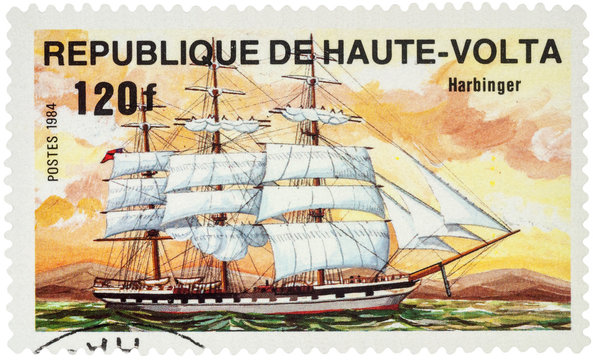 Sails "Harbinger" on postage stamp