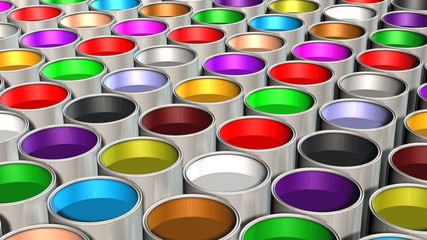 Metal paint bucket with colorful colors for painting