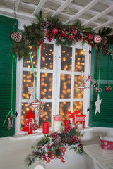 House decorated to christmas celebration