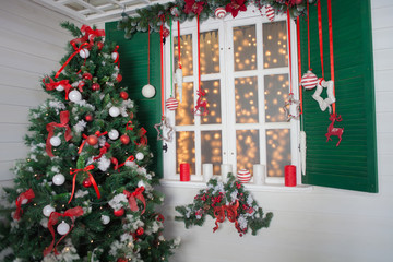 House decorated to christmas celebration