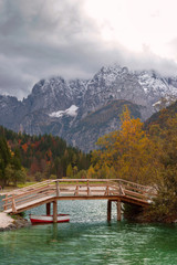 Autumn scenery at lake Jasna-Slovenia