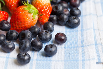 Fresh strawberries and blueberries