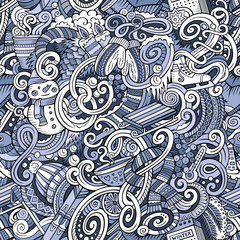 Cartoon doodles Winter season seamless pattern