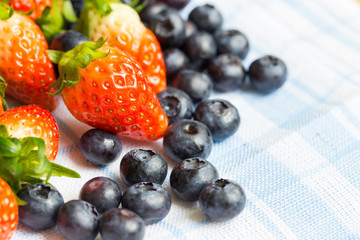 Fresh strawberries and blueberries