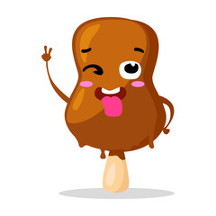 Funny cartoon cute ice cream. Kawaii funny muzzle. Vector illustration. Happy face. Collection emotions, doodle icons. Beautiful sweet ice cream. Flat ice cream design. Vector clip art.