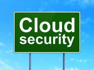 Cloud networking concept: Cloud Security on road sign background