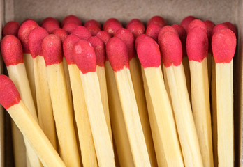 Group of red wooden matches