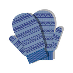 blue gloves accessory icon over white background. winter clothes design. vector illustration