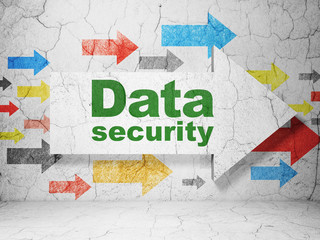 Safety concept: arrow with Data Security on grunge wall background