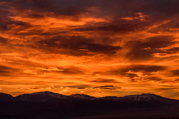 mountain clouds sky sunset orange