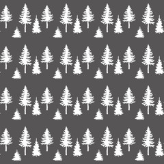 grey conifer seamless pattern