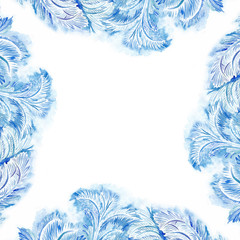 Fototapeta na wymiar frost pattern watercolor on white background