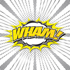 WHAM! wording sound effect set design for comic background, comic strip