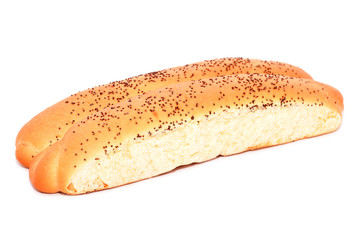 Sweet bread with poppy seeds isolated on white