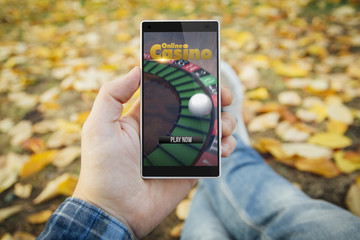 man in the park online casino smartphone