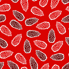 Merry Christmas. Seamless a holiday pattern for Christmas with fir cones. Vector illustration.