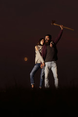 Young couple on moon light