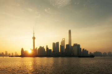 Shanghai skyline cityscape, View of shanghai at Lujiazui finance