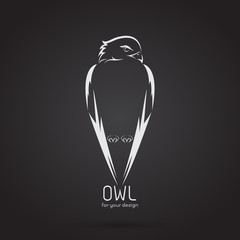 Vector image of a owl design on black background, Vector owl log
