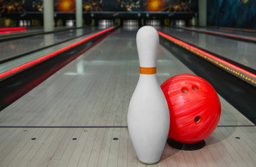 bowling skittles and ball for bowling game