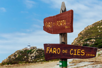 Lighthouse signs on the cies islands