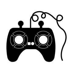 videogame control with buttons and joystick over white background. vector illustration