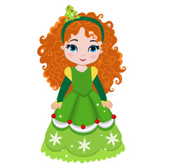 Illustration of beautiful winter christmas princess.