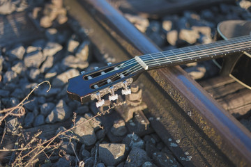 Guitar on railway