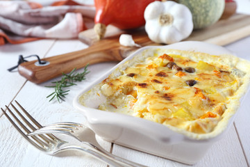 Vegetable gratin and ingredients