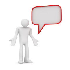 White man with red speech bubble