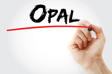 Hand writing Opal with marker, concept background