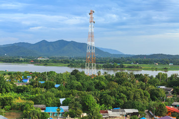 telecommunication tower in village