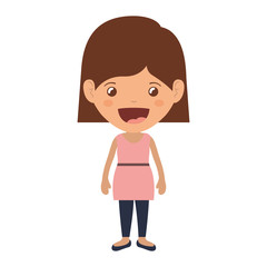 cartoon girl smiling and wearing casual clothes. happy kid icon. colorful and isolated design. vector illustration